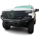 White Chevrolet Silverado 1500 with a black front bumper on a white background – RTS “Rugged Terrain Series” Front Winch Bumper
