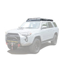 A white Toyota 4Runner equipped with a black GOBI roof rack, which is mounted on the vehicle without any visible drilling.