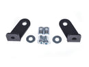 Attachment parts including two black metal brackets, washers, and screws on a white background for the prinsu roof rack for the jeep grand cherokee.