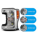 2017-2019 Ford F-250/ F-350/ F-450/ F-550 Super Duty Halogen Headlight 1 Right Side Only - Chrome/Clear Lens