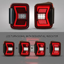Winjet 2019-2025 Jeep Gladiator JT LED Sequential Tail light - Black/Red