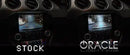 Side by side comparison of stock reverse light versus brighter ORACLE Lighting High Output LED Reverse Light.