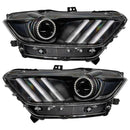 2015-2017 Ford Mustang Pre-Assembled Headlights -Dynamic ColorSHIFT RGB+A -Black Edition