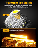 V-MAX Series | 5 Inch 168W 16440LM Combo Beam Side Shooter LED Square Pod Lights with Amber DRL