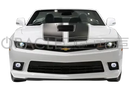 Front end of a white Chevrolet Camaro with white LED fog light halo rings installed.