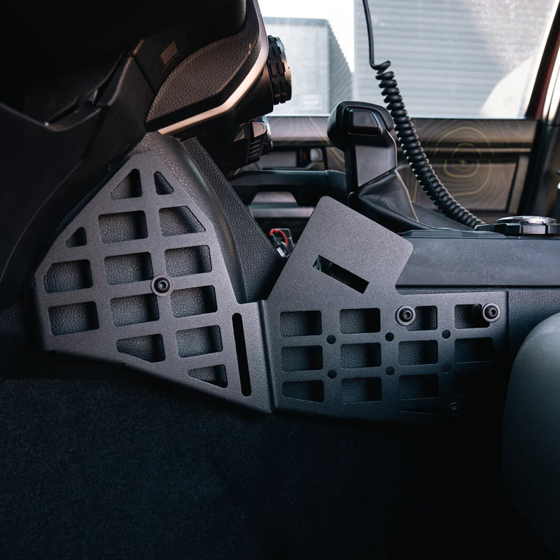 MOLLE panel mounted in off-road vehicle for gear storage: center console molle life