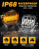 X-PRO Series | 5 Inch 174W LED Side Shooter Pod Lights with White DRL&Amber Turn Signal Light