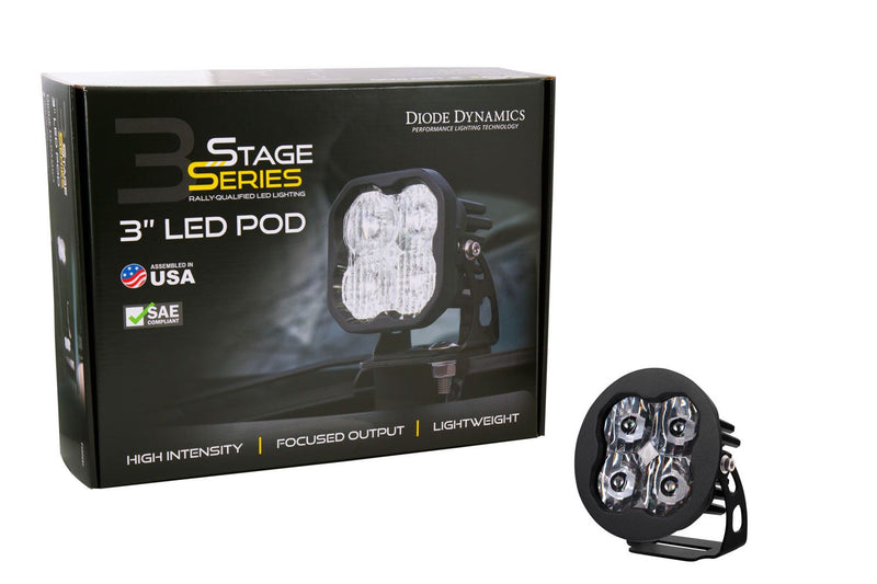 Diode Dynamics Stage Series 3" SAE/DOT White Sport Round LED Pod (one)
