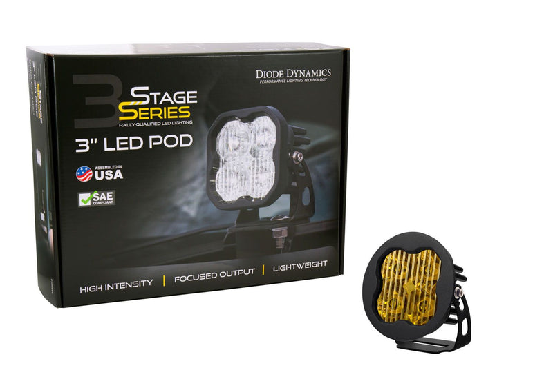 Diode Dynamics Stage Series 3" SAE Yellow Sport Round LED Pod (One)