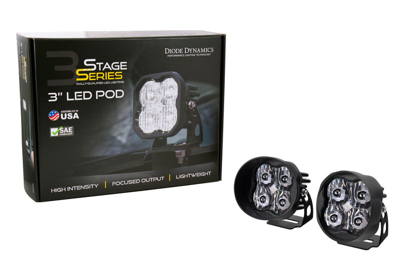Diode Dynamics Stage Series 3" SAE/DOT White Sport Angled LED Pod (Pair)
