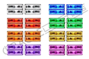 Grid view of GMC Sierra headlights showing different color LED halos.