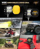 X-PRO Series | 3 Inch 84W LED Combo Pod Light Off Road Lights with White DRL&Amber Turn Signal Light