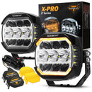 X-PRO Series | 5 Inch 174W LED Side Shooter Pod Lights with White DRL&Amber Turn Signal Light