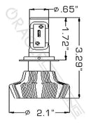 LED bulb diagram with measurements.