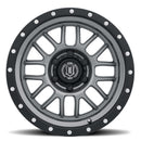 ICON Alpha 17x8.5 6x5.5 0mm Offset 4.75in BS 106.1mm Bore Gun Metal Wheel
