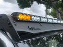 LED light bar on a vehicle with Prinsu branding against a cloudy sky.