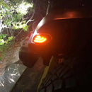 Close-up of "Smoked Lens" LED Front Sidemarkers installed on a Jeep.