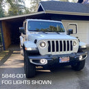 Front view of a Jeep Gladiator with High Performance 20W LED Fog Lights installed.