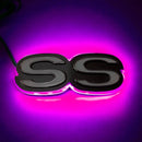 Illuminated SS Emblem with pink LEDs.