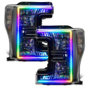 Ford SuperDuty headlights with rainbow DRLs.