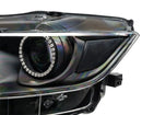 Close-up of 2015-2017 Ford Mustang Pre-Assembled Headlights -Dynamic ColorSHIFT RGB+A -Black Edition
