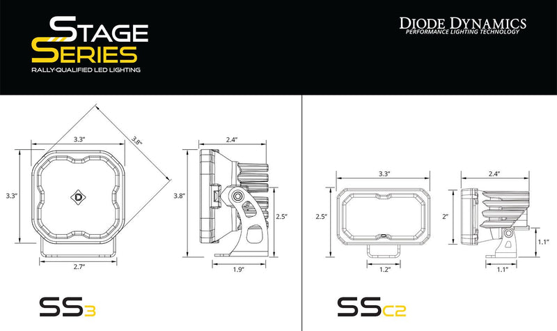 Diode Dynamics Stage Series Backlit Ditch Light Kit For 2010-2024 Toyota 4Runner