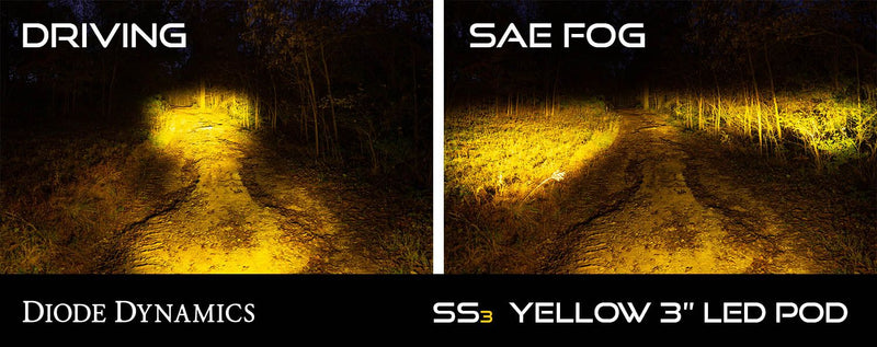 Diode Dynamics Stage Series 3" SAE Yellow Pro Flush Mount LED Pod (One)