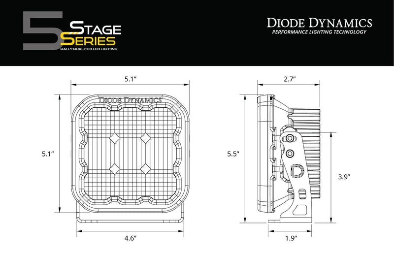 Diode Dynamics Stage Series 5" White Pro LED Pod (One)