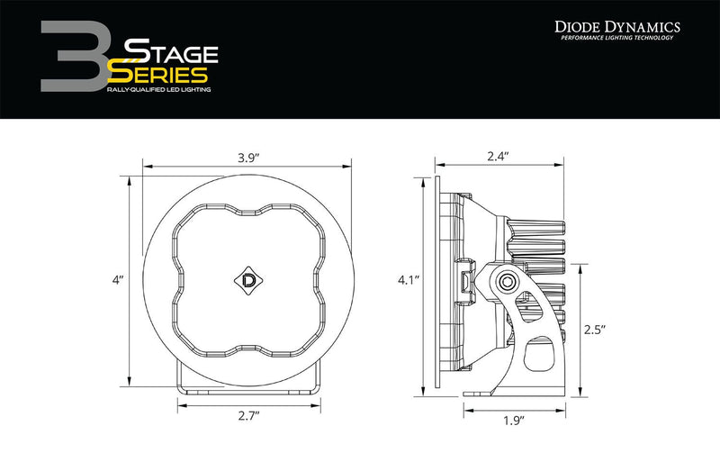 Diode Dynamics Stage Series 3" SAE/DOT White Pro Round LED Pod (one)