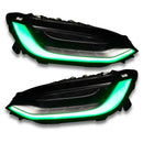 Tesla model X headlights with green DRL