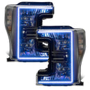 Ford SuperDuty headlights with white DRLs.