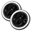 Jeep Wrangler JK Headlights with white halo rings.