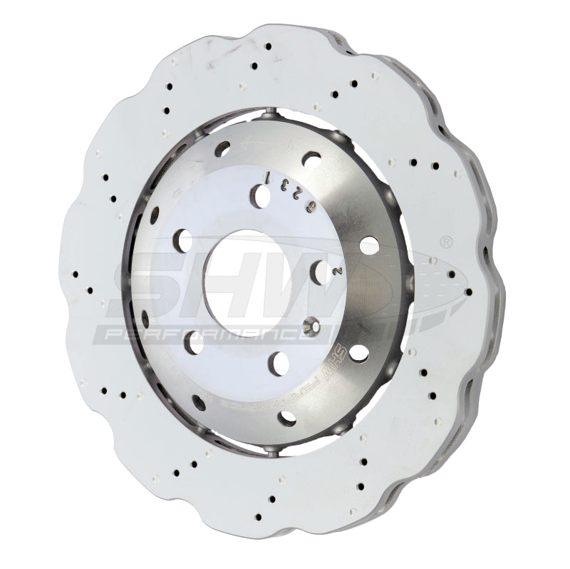 SHW 13-15 Audi RS5 4.2L Rear Drilled-Dimpled Lightweight Wavy Brake Rotor (8T0615601A)