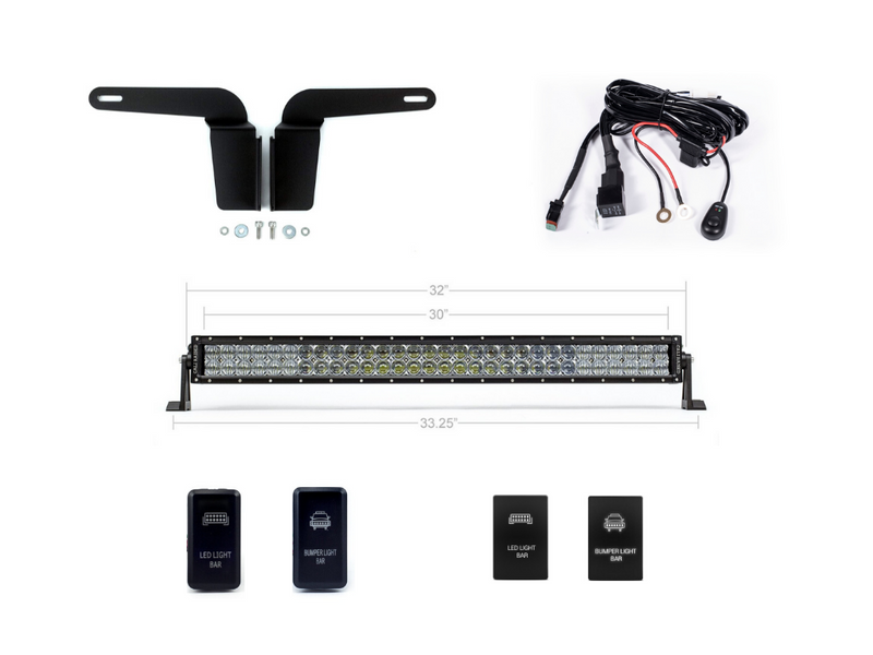 32" Lower Bumper Flush LED Light Bar Brackets Kit | Toyota Tacoma 2005-2015