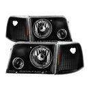 xTune Ford Ranger 93-97 Projector Headlights w/ Corner Lights Black PRO-JH-FR93-SET-BK