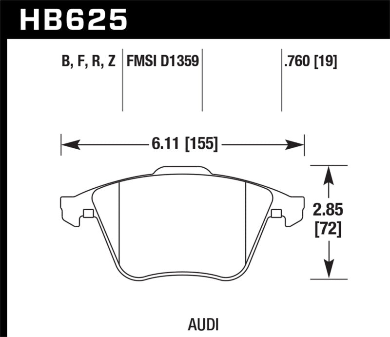 Hawk 2001-2010 Audi S3 European HPS 5.0 Front Brake Pads