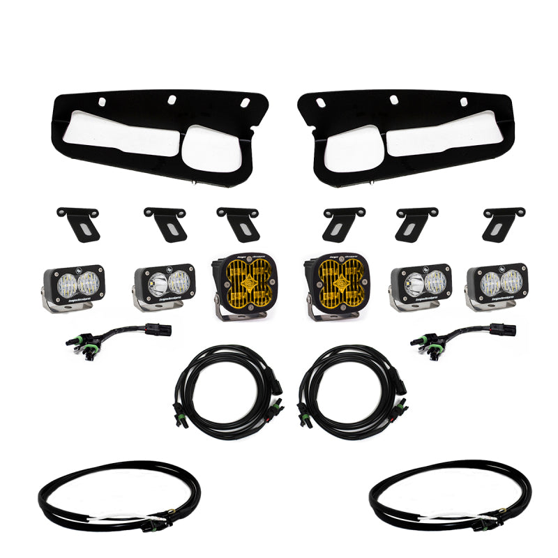 Baja Designs Ford Bronco Squadron SAE/Dual S2 Sport Steel Bumper Fog Pocket Light Kit  w/Upfitter - Amber