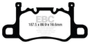 EBC 13-15 Porsche 911 (991) (Cast Iron Rotor only) 3.8 GT3 Yellowstuff Rear Brake Pads