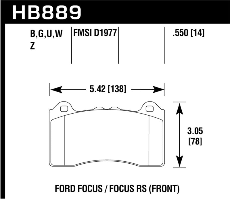 Hawk 2017 Ford Focus PC Front Brake Pads