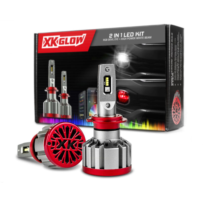 XK Glow RGB 2In1 LED Headlight Bulb Million Color XKCHROME App RGB/LED Headlight Kit - 2x H11
