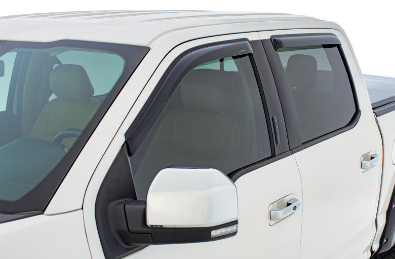 Stampede 2014-2018 Chevy Silverado 1500 Crew Cab Pickup Tape-Onz Sidewind Deflector 4pc - Smoke