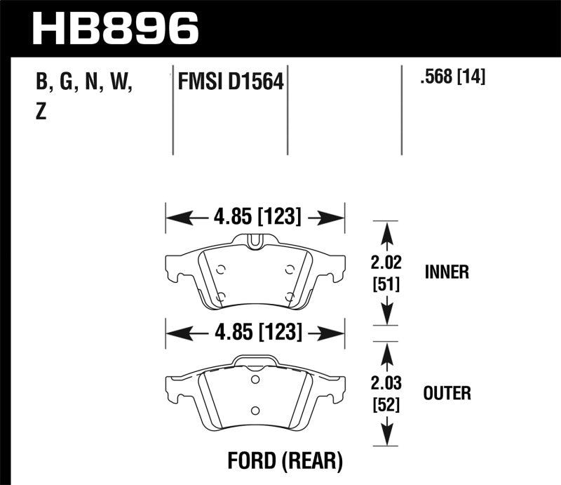 Hawk 16-18 Ford Focus RS PC Rear Brake Pads