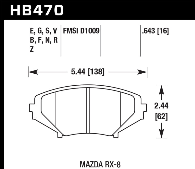 Hawk 04-09 RX8 HP+ Street Front Brake Pads (D1009)