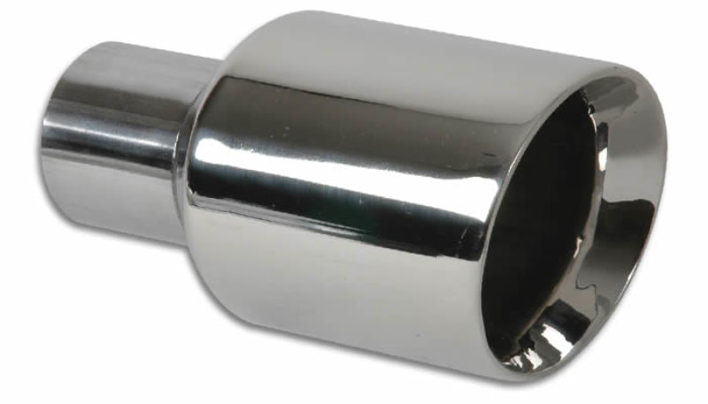 Vibrant 2.50in Inlet I.D. 3.50in Outlet O.D. Round Stainless Steel Tip (Double Wall Angle Cut)