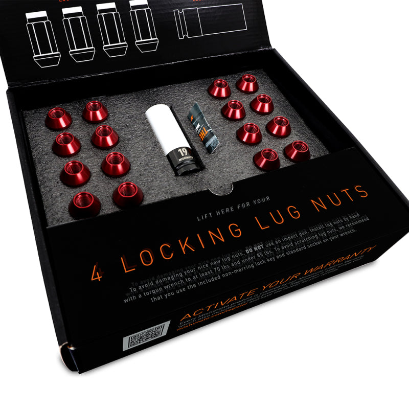 Mishimoto Aluminum Locking Lug Nuts M12x1.5 20pc Set Red
