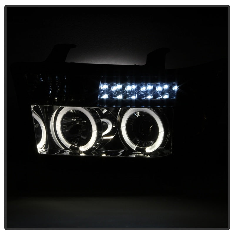 Spyder Toyota Tundra 07-13 Projector Headlights LED Halo LED Smke PRO-YD-TTU07-HL-SM