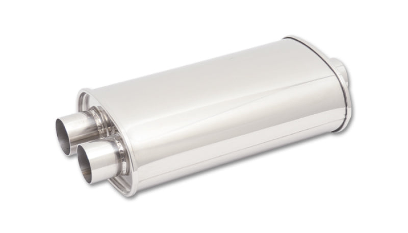 Vibrant StreetPower Oval Muffler 5in x 9in x 15in - 3in inlet/Dual Outlet (Center In - Dual Out)