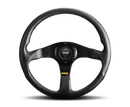 Momo Tuner Steering Wheel 320 mm - Black Leather/Red Stitch/Black Spokes