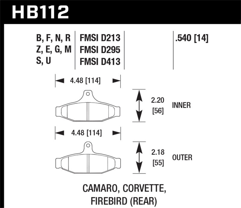 Hawk 84-96 Corvette /88.5-97 Pontiac Firebird HP+ Street Rear Brake Pad