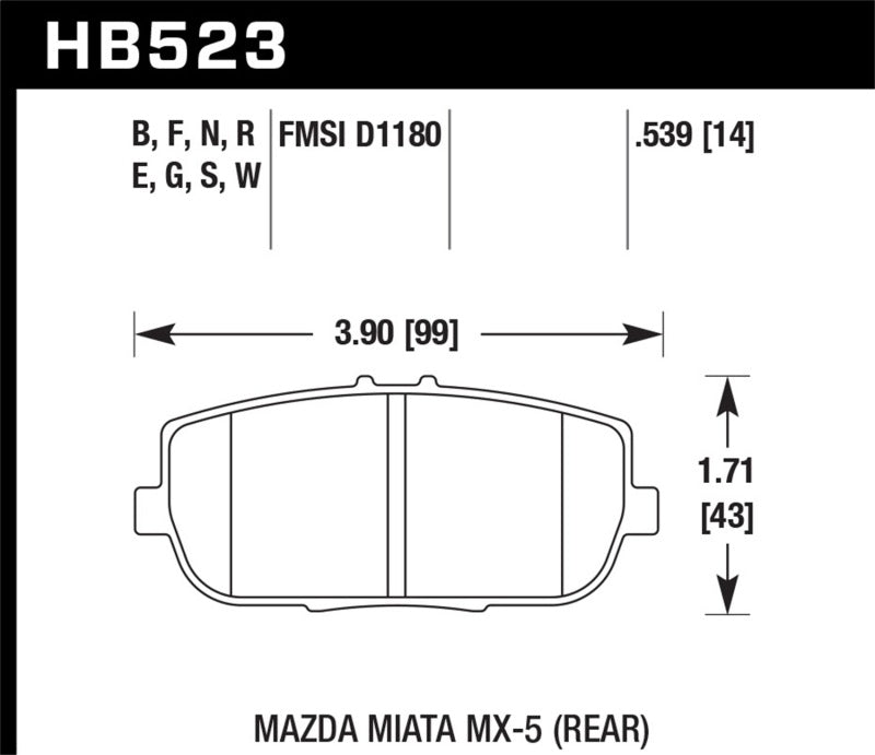 Hawk 06-10 Mazda Miata MX-5 DTC-30 Race Rear Brake Pads